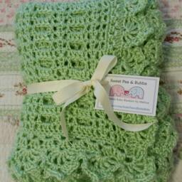 Crocheted Seafoam Green Baby Blanket - thumbnail 3