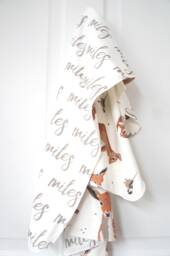 Personalized Organic Cotton Baby Blanket - Reversible Woodland Print - thumbnail 1