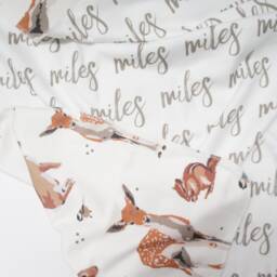 Personalized Organic Cotton Baby Blanket - Reversible Woodland Print - thumbnail 3