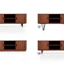 Mid-Century Sideboard, Dresser, Commode, Credenza Made Of Oak Veneer - Teak Colour Livlo T-S15 - thumbnail 2