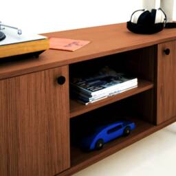 Mid-Century Sideboard, Dresser, Commode, Credenza Made Of Oak Veneer - Teak Colour Livlo T-S15 - thumbnail 4