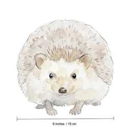 Hedgehog Wall Decal, Fabric Watercolor Sticker, Woodland Nursery, Forest Animal - thumbnail 2