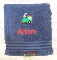 Personalised Swimming/Bath Towel Sheet Train Embroidered Unisex Boys Girls Children's Kids With Any Name 500Gsm - thumbnail 1