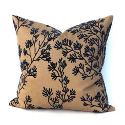 Navy Blue Coral Throw Pillow Cover Decorative Flocked Upholstery Fabric Lumbar & Square Pillowcase - thumbnail 4