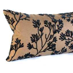 Navy Blue Coral Throw Pillow Cover Decorative Flocked Upholstery Fabric Lumbar & Square Pillowcase - thumbnail 2