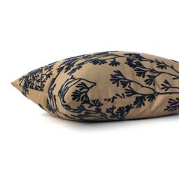 Navy Blue Coral Throw Pillow Cover Decorative Flocked Upholstery Fabric Lumbar & Square Pillowcase - thumbnail 3