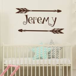 Personalized Name Wall Decal - Boho Nursery Decor Boy Tribal Arrow Stickers Playroom Kids Bedroom S60 - thumbnail 2