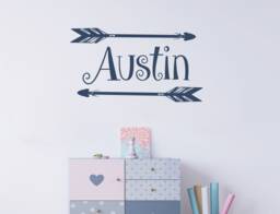 Personalized Name Wall Decal - Boho Nursery Decor Boy Tribal Arrow Stickers Playroom Kids Bedroom S60 - thumbnail 1