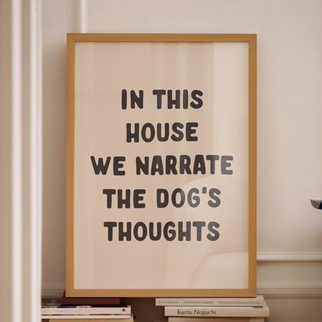 In This House We Narrate The Dog's Thoughts Print, Unframed Card Art Hallway Wall - image 1