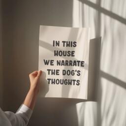 In This House We Narrate The Dog's Thoughts Print, Unframed Card Art Hallway Wall - thumbnail 3
