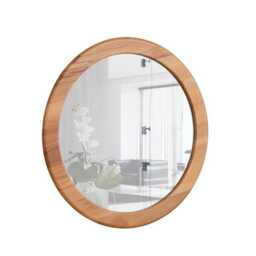 Round Solid Wood Wall Mirror - Modern Beechwood, 18 Inch - thumbnail 4