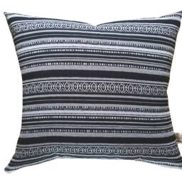 Black & White Textured Stripes Wooven Pillow Cover Kilim Style Grey Cream Ivory Bohemian Cushion Native Ethnic Farmhouse Boho Home Decor - thumbnail 2