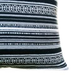 Black & White Textured Stripes Wooven Pillow Cover Kilim Style Grey Cream Ivory Bohemian Cushion Native Ethnic Farmhouse Boho Home Decor - thumbnail 3