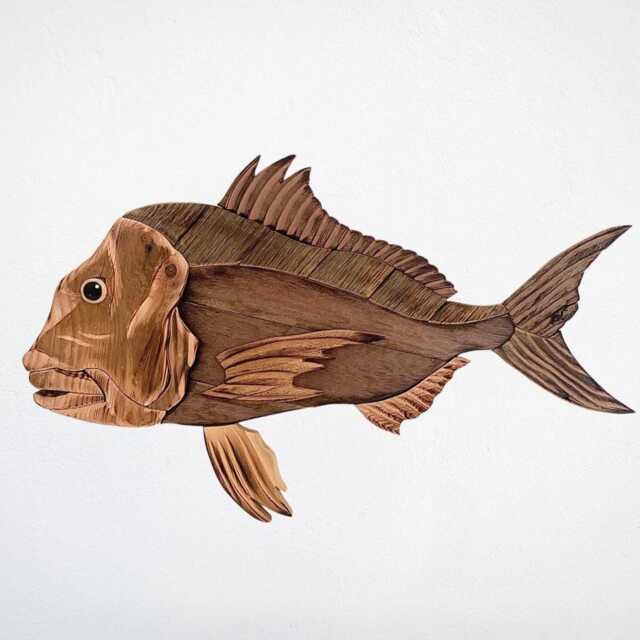 Reclaimed Wood Snapper Fish Sculpture - Handcrafted Australian Coastal Wall Art - image 1