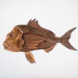 Reclaimed Wood Snapper Fish Sculpture - Handcrafted Australian Coastal Wall Art - thumbnail 1