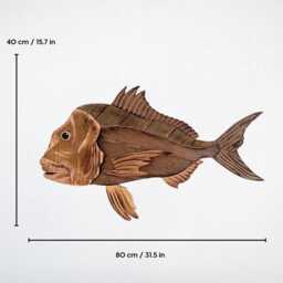 Reclaimed Wood Snapper Fish Sculpture - Handcrafted Australian Coastal Wall Art - thumbnail 3