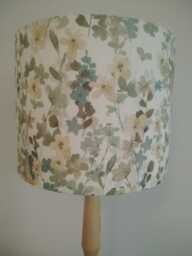 Floral Watercolour Lampshade Abstract Flower Blossom Blue Yellow Handmade Fabric Drum Lamp Shade Table Floor Or Ceiling Pendant Various Size - thumbnail 1