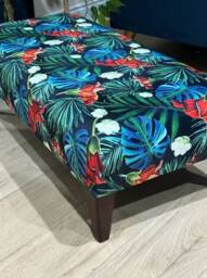 Floral Jungle Velvet Footstool Plush Ottoman Bench - thumbnail 3
