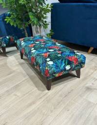 Floral Jungle Velvet Footstool Plush Ottoman Bench - thumbnail 2