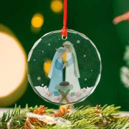 Nativity Christmas Seaglass Ornament, Scene Glass Christian Gift, Jesus Birth Holy Keepsake - thumbnail 3