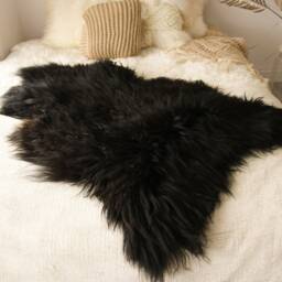 On Sale Big Sale Black Sheepskin - Icelandic Real Rug Scandinavian Sheep Skin- Shaggy Chair Cover Home Decor - thumbnail 3