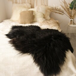 On Sale Big Sale Black Sheepskin - Icelandic Real Rug Scandinavian Sheep Skin- Shaggy Chair Cover Home Decor - thumbnail 2