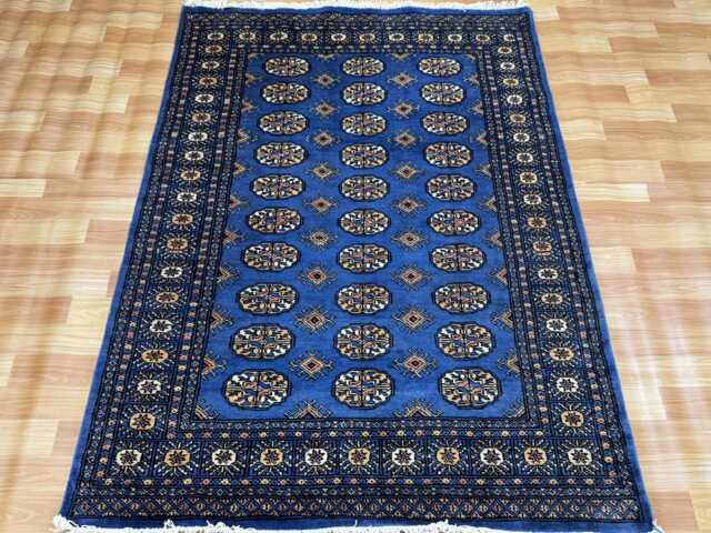 4x6 Denim Blue Bokhara Rug - Washable Kitchen Woolen Living Room Hand Knotted Wall Turkish - image 1
