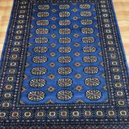 4x6 Denim Blue Bokhara Rug - Washable Kitchen Woolen Living Room Hand Knotted Wall Turkish - thumbnail 2
