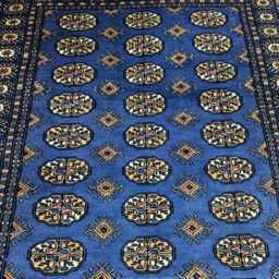 4x6 Denim Blue Bokhara Rug - Washable Kitchen Woolen Living Room Hand Knotted Wall Turkish - thumbnail 3