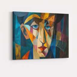 Blue Eyed Cubist Face Modern Geometric Portrait Painting Canvas Wall Art Print Decor Picture Ready To Hang - thumbnail 4
