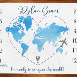 Boy Milestone Blanket, Baby Shower Ideas, Monthly Growth Tracker, Personalized Custom Newborn Blanket Wm56 - thumbnail 3