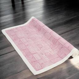 Blush Printed Cotton Rug, Mid Century Modern Print, Retro Decor