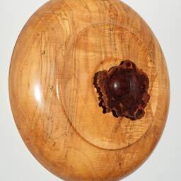 Handcrafted, Wood Turned Large Maple Bowl With Jarrah Centerpiece - Unique Wall Art Decor 0959C - thumbnail 3