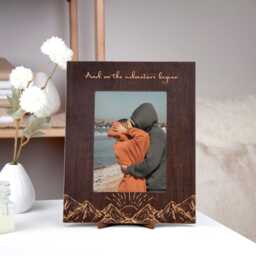 Personalized Photo Frame Gift For Travelers & So The Adventures Begin Mountain Picture Engraved Birthday Wood Home Decor - thumbnail 2