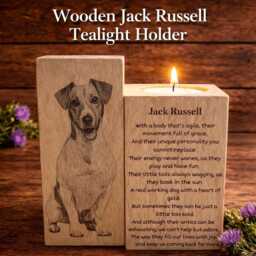 Wooden Jack Russell Tealight Holder, Hand-Carved Dog Memorial Keepsake - thumbnail 1