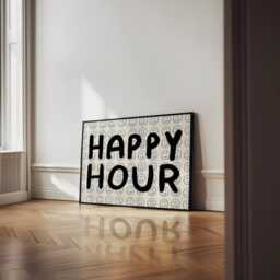 Happy Hour Unframed Print - Faces Poster Hand Drawn Art Positive Smile Funky Posters Kitchen Prints Decor Living Room - thumbnail 3