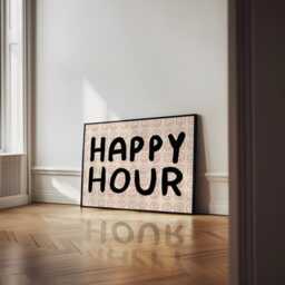 Happy Hour Unframed Print - Faces Poster Hand Drawn Art Positive Smile Funky Posters Kitchen Prints Decor Living Room - thumbnail 2