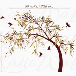 Dining Room Wall Decoration, Hallway Tree Decals, Area Decor, Apartment Large With Birds Kw028_2 - thumbnail 2