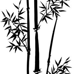 Bamboo Wall Vinyl Sticker - Large Art Decor Stalk Set Door Home Design Decal Black Leaf Diy Adhesive Tropic Mural - thumbnail 2