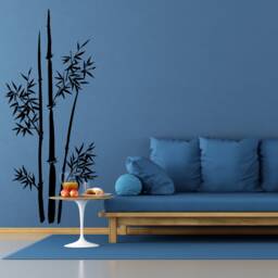 Bamboo Wall Vinyl Sticker - Large Art Decor Stalk Set Door Home Design Decal Black Leaf Diy Adhesive Tropic Mural - thumbnail 4