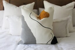 Cream Boho Throw Pillow Tufted Woven Cotton Cushion Cover - 45x45cm - thumbnail 1