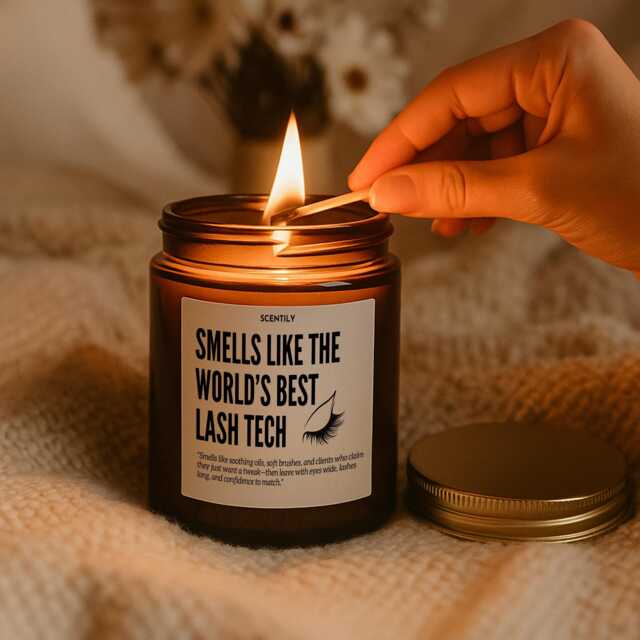 Smells Like The World's Best Lash Tech Candle, Technician Gift, Funny Salon Amber Glass Soy Candle - image 1