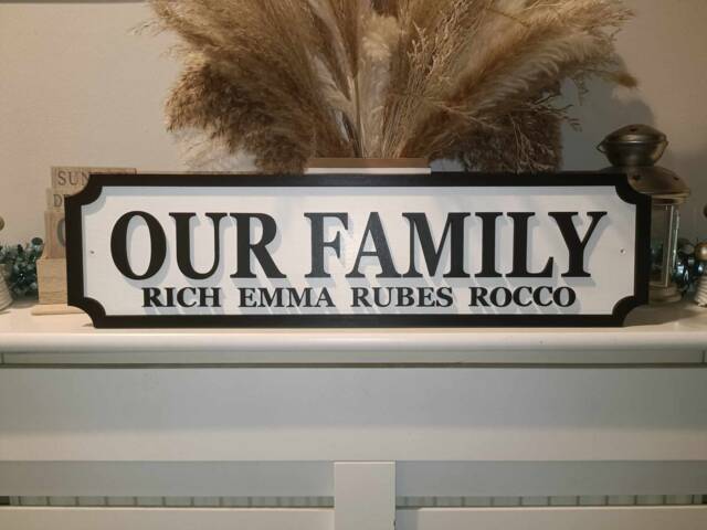Our Family With Names - Street Sign 3D Look Personalised Wall Mount Mdf Home Decor Gift Birthday Wedding Christmas 3 Sizes - image 1