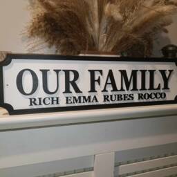 Our Family With Names - Street Sign 3D Look Personalised Wall Mount Mdf Home Decor Gift Birthday Wedding Christmas 3 Sizes - thumbnail 3