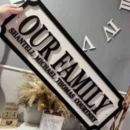 Our Family With Names - Street Sign 3D Look Personalised Wall Mount Mdf Home Decor Gift Birthday Wedding Christmas 3 Sizes - thumbnail 2