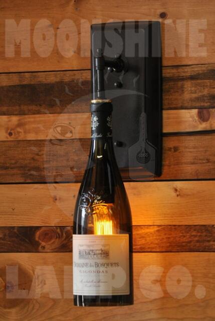 Recycled Wine Bottle Wall Sconce - Rustic Lighting For Cellar, Bar, Farmhouse Kitchen Customizable Bottles & Finish - image 1