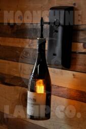 Recycled Wine Bottle Wall Sconce - Rustic Lighting For Cellar, Bar, Farmhouse Kitchen Customizable Bottles & Finish - thumbnail 2