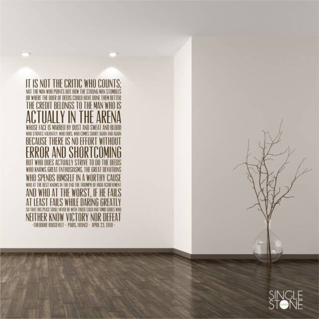 The Man in Arena Quote Wall Decal - Business Office Vinyl Words - image 1