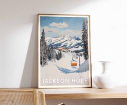 Jackson Hole Ski Poster Wyoming Travel Art Print - thumbnail 1