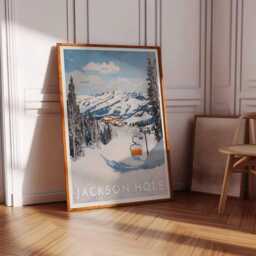 Jackson Hole Ski Poster Wyoming Travel Art Print - thumbnail 2